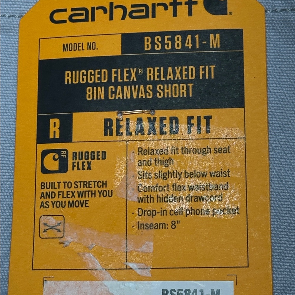 Carhartt Big Man Rugged Flex Relaxed Fit Canvass 8in Grey Shorts 54 waist NWT - Picture 8 of 8